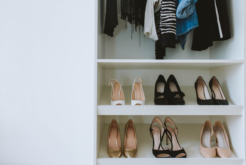 Organized shoe closet display